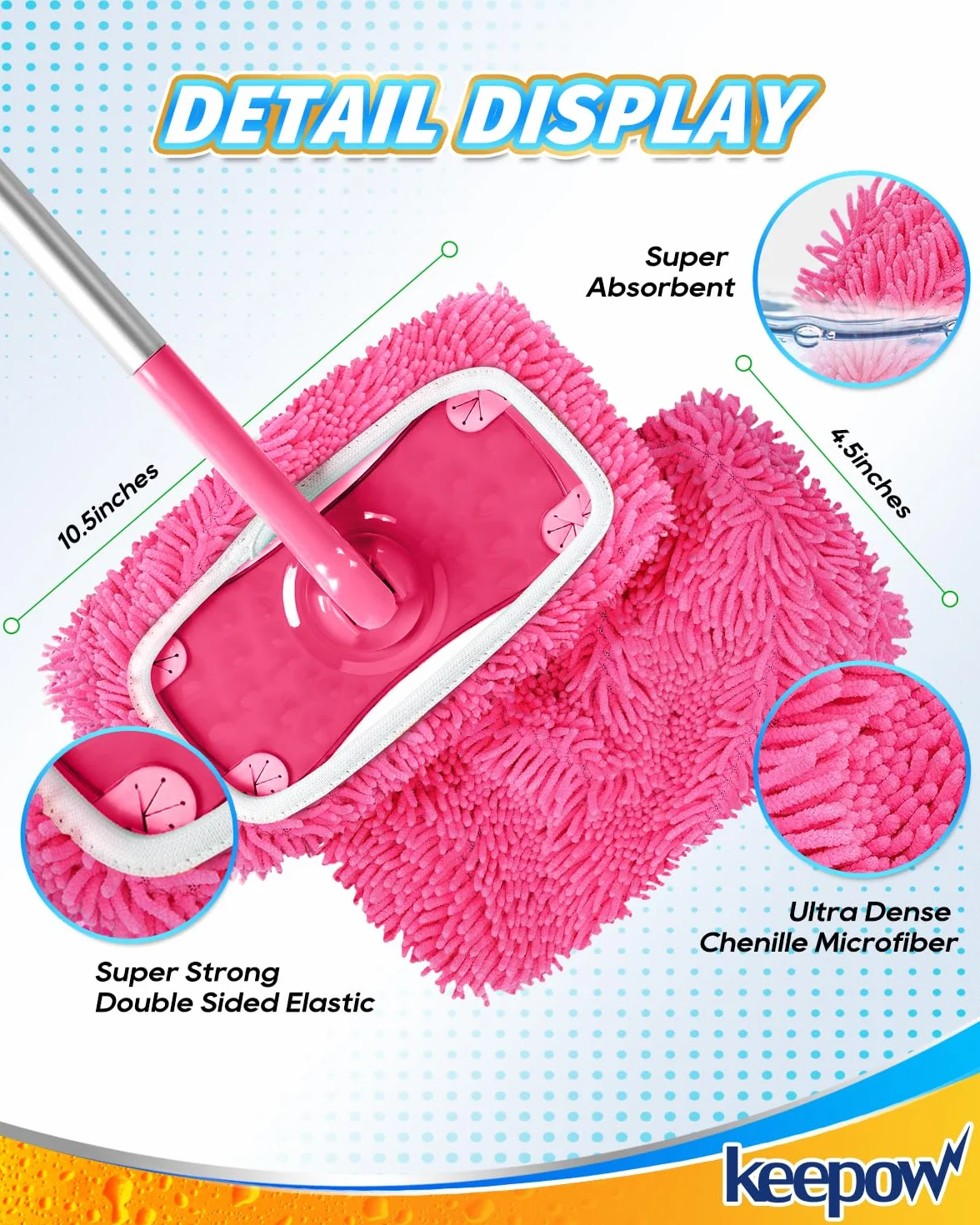 Toallitas de suelo reutilizables para Swiffer, microfibra rosa, 2 unidades, húmedas y secas, gran absorción de polvo