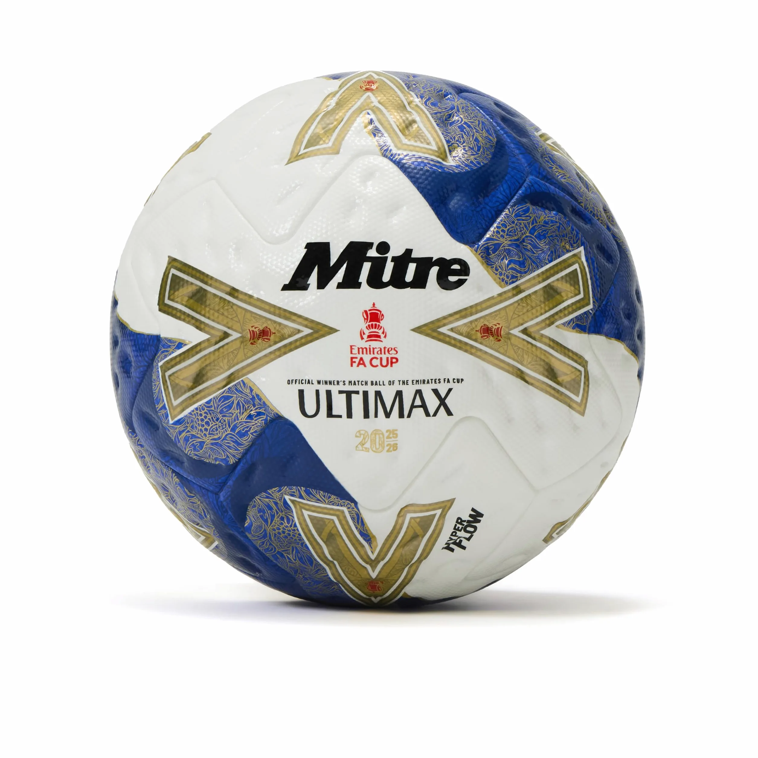 Mitre FA Cup Winn R Ultimax Pro 2526 Fútbol para Unisex Adulto, Blanco/Gold/Azul/Azul, 5