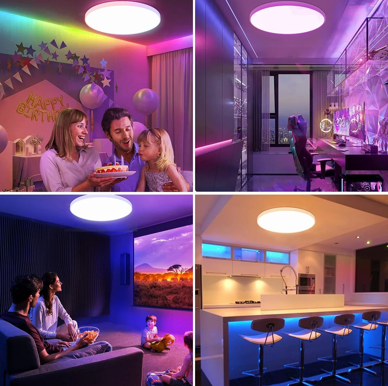 Lámpara Techo LED 30W RGB Regulable 2700K-6500K Compatible con Alexa & Google Home