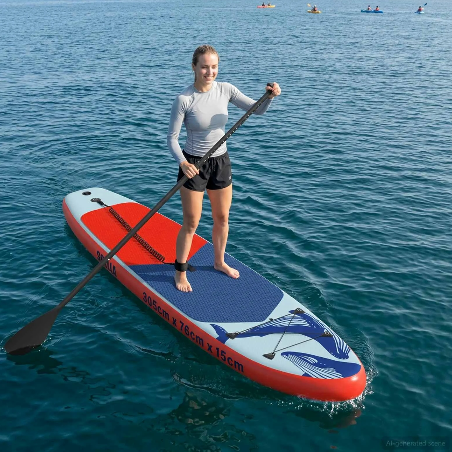 vidaXL Tabla de remo inflable con patrón de ondas de PVC para deportes acuáticos de verano