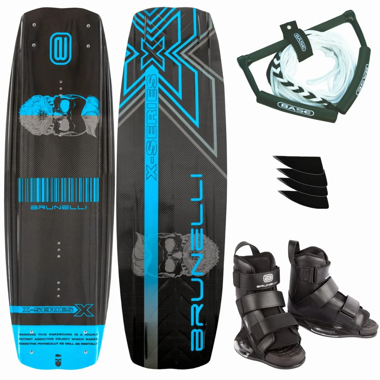 Brunelli Paquete de Wakeboard de carbono, 138 cm, encuadernación Wakeboard