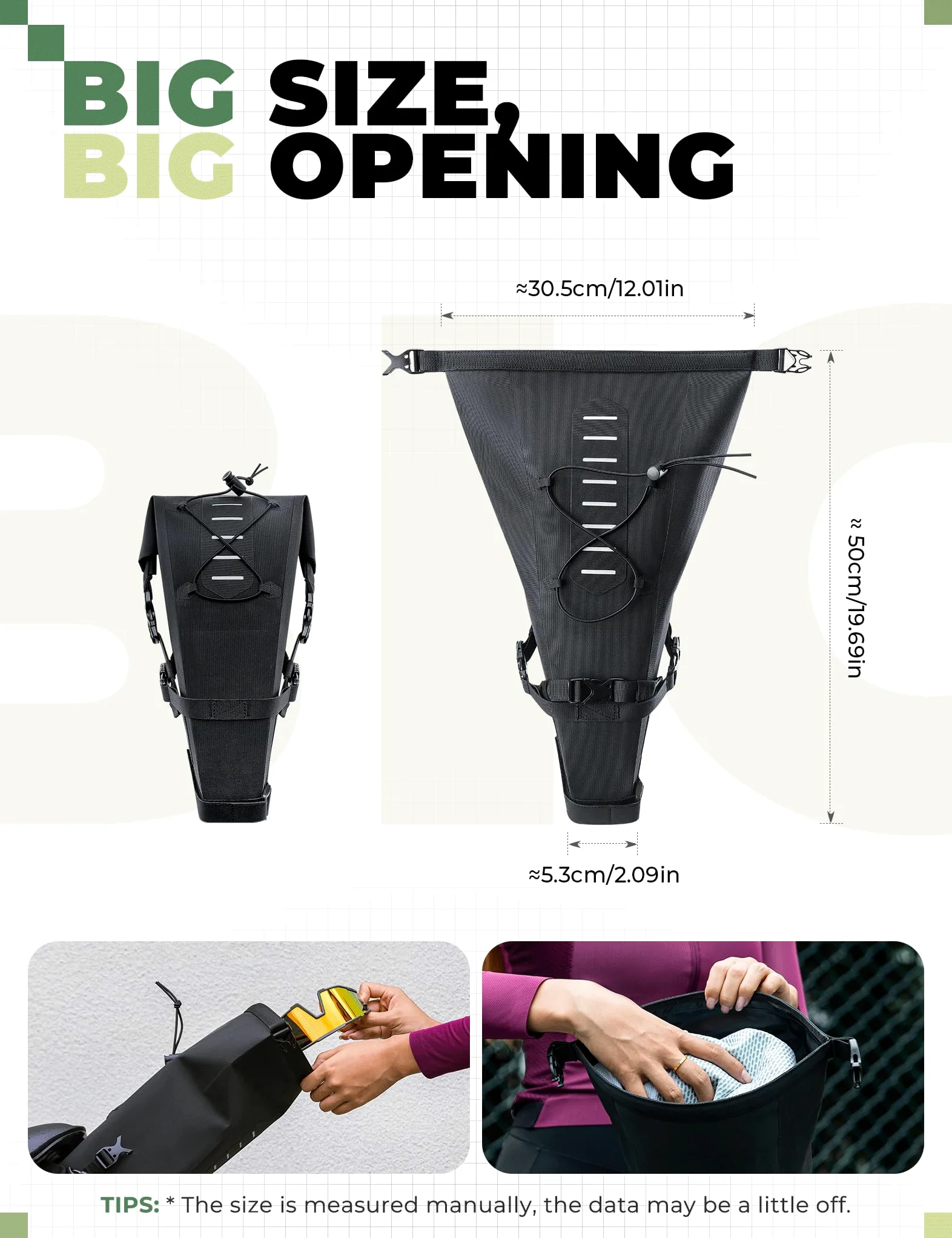 ROCKBROS Bolsa Sillín Bicicleta Impermeable 3-5L Gran Capacidad Bolsa Bicicleta Reflectante Bikepacking para Ciclismo MTB Carretera