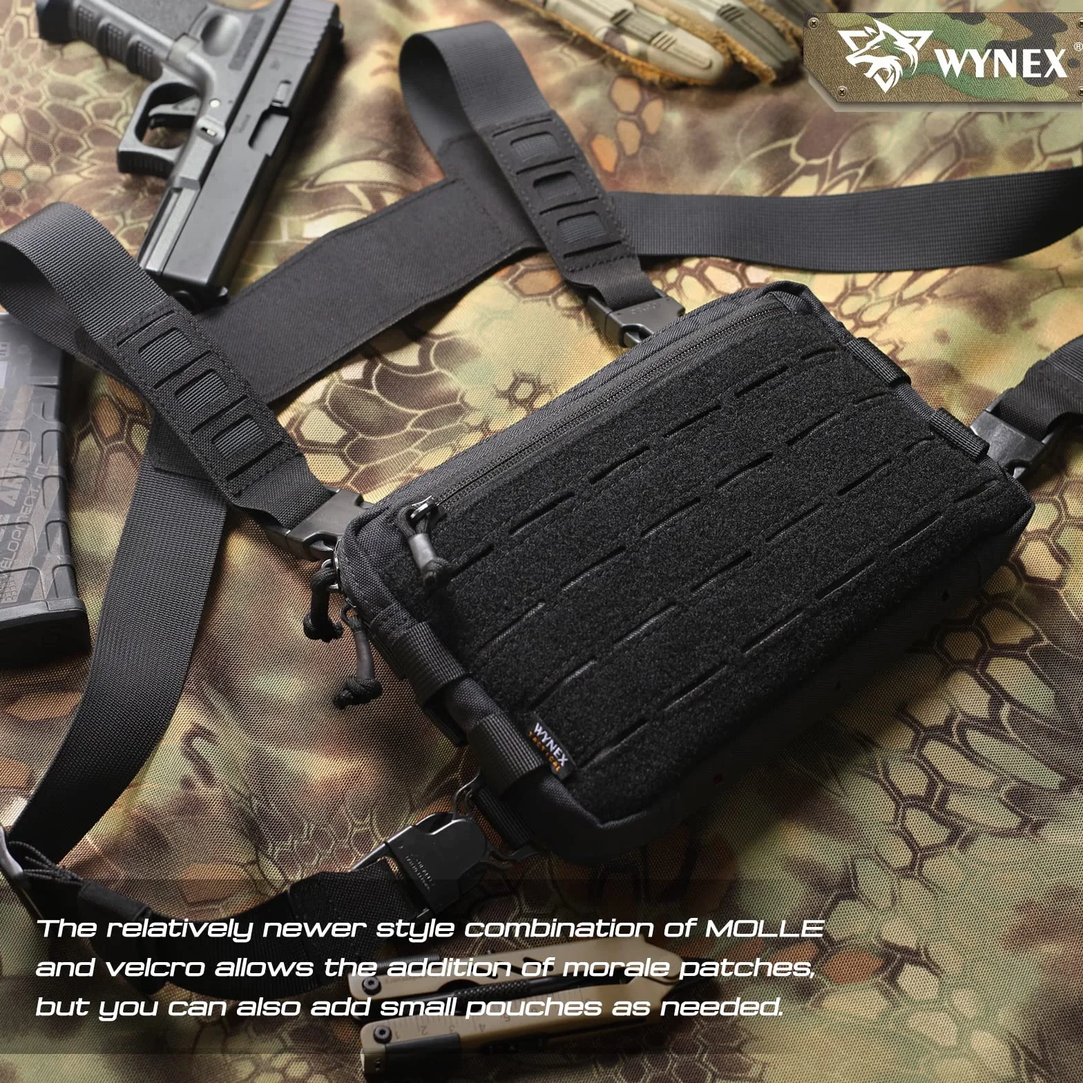 WYNEX Pecho Táctico Rig Pack para Hombres, Corriendo Bolsa de Pecho con Lazo Frontal Airsoft Recon para Caza al Aire Libre EDC