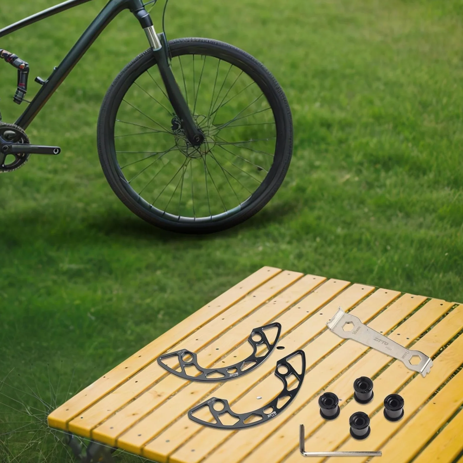 Protector de plato de bicicleta de montaña 104 mm, para bcd 34-36T aleación de aluminio rueda dentada cubierta protectora con tornillos