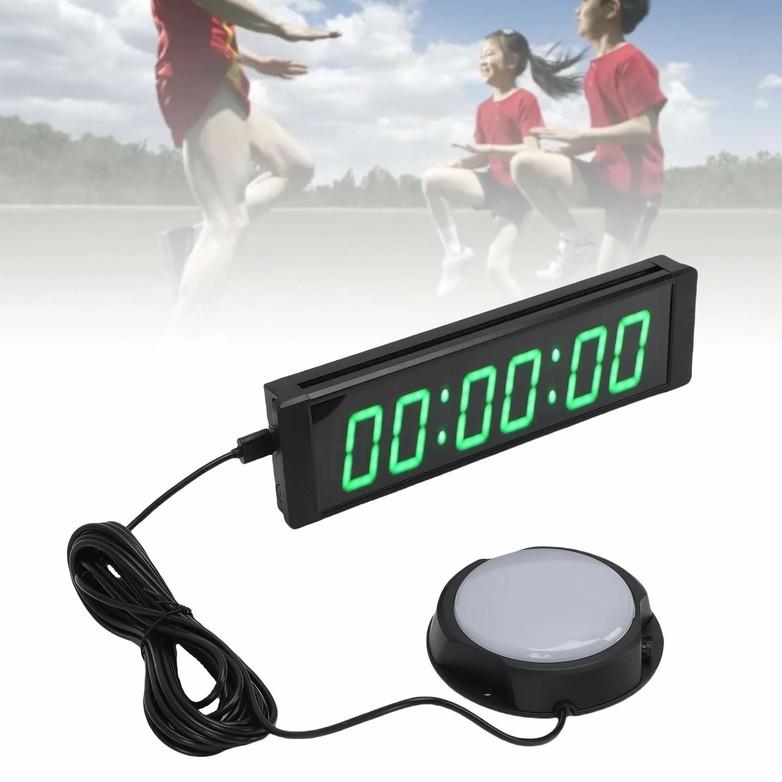 Cocoarm Temporizador de de 6 Dígitos, Temporizador de Electrónico de Aleación de Aluminio con Botón con Cable, LED Verde de 1,5 Pulgadas, Recargable de 2000 MAh, Cronómetro de Cuenta Atrás para
