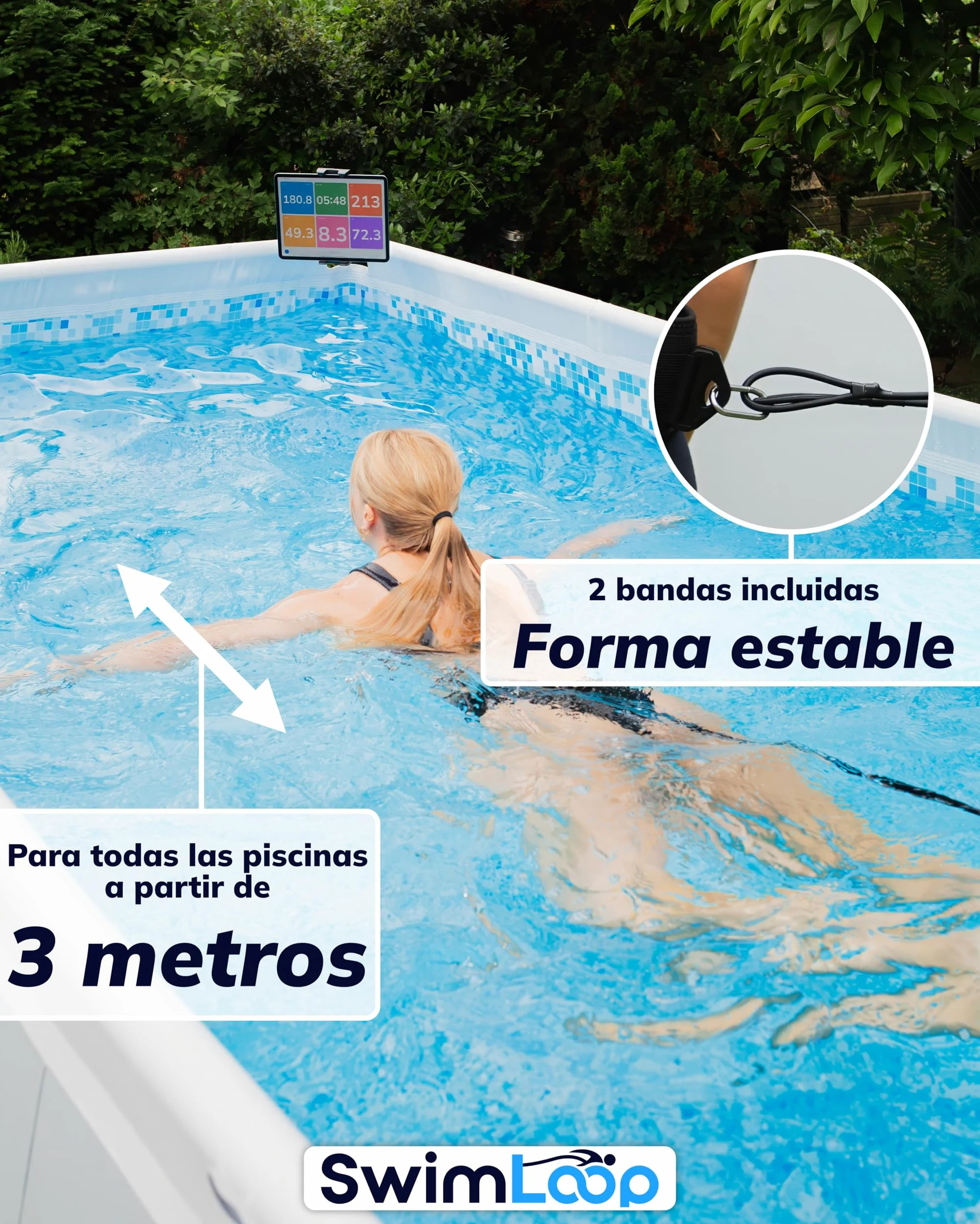 Cinturón de natación: entrenador de natación para el hogar, entrenamiento de resistencia, natación estacionaria, banda de natación como alternativa al sistema de contracorriente