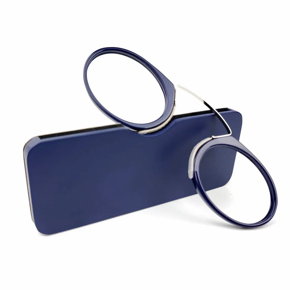 Gafas de lectura unisex antideslizantes compactas clip nariz Azul +2.0