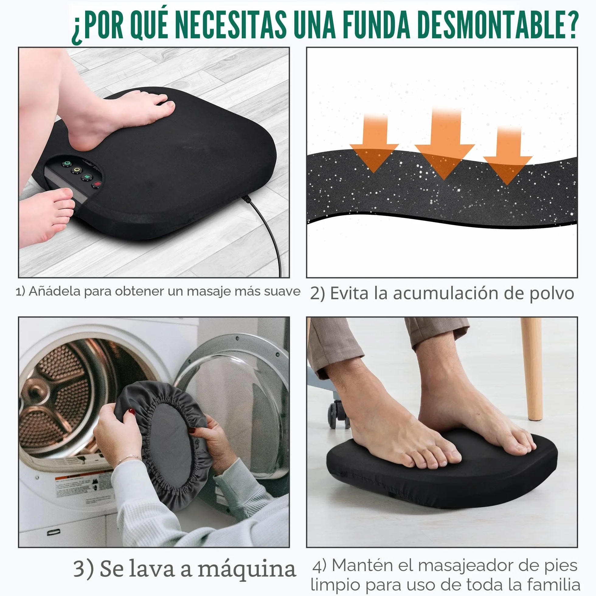 Snailax Masajeador de Pies Shiatsu con Calor, Nudos Flexibles para Todos los Tamaños