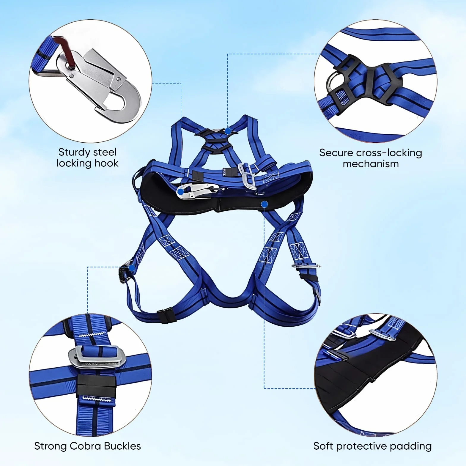 Juego profesional de clavos para escalar árboles con arnés de seguridad de cuerpo entero - Equipo de escalada con capacidad de peso de 330 libras para arboristas y operaciones de rescate