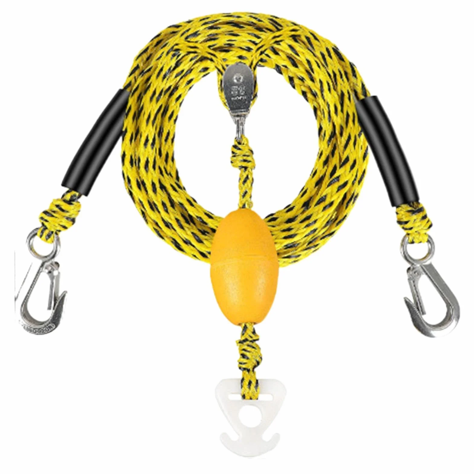 Cuerda Remolque para Tubing Y Cable Arrastre 4 Usuarios Gancho Polea Giratoria 360° Flotadores Inflables Deportes Acuáticos