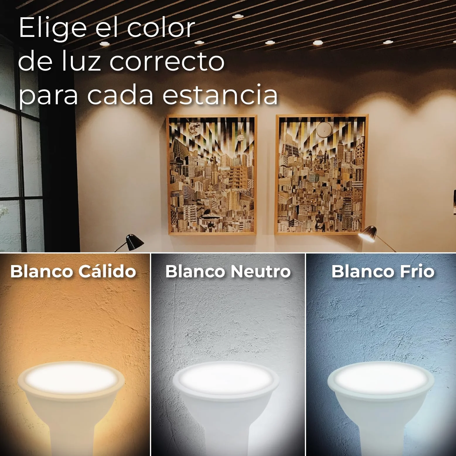 LED ATOMANT Pack 20 Bombilla GU10 8W Blanco Frio 6500K 800 Lumenes