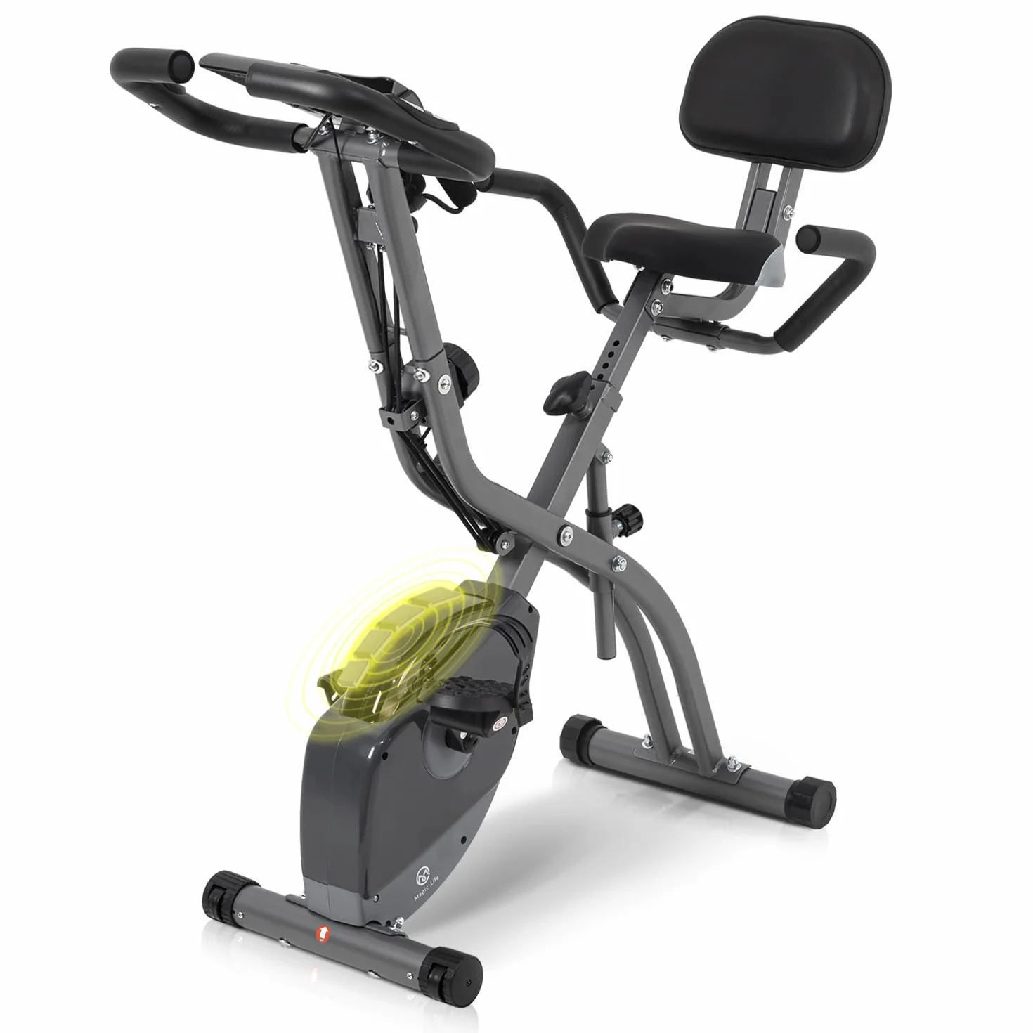 Bicicleta estática de 10 niveles de resistencia magnética ajustable, plegable y silenciosa, con banda de resistencia de brazos, pantalla LCD, utilizada para bicicleta de entrenamiento aeróbico en casa, capacidad de peso estacionaria de 250 libras