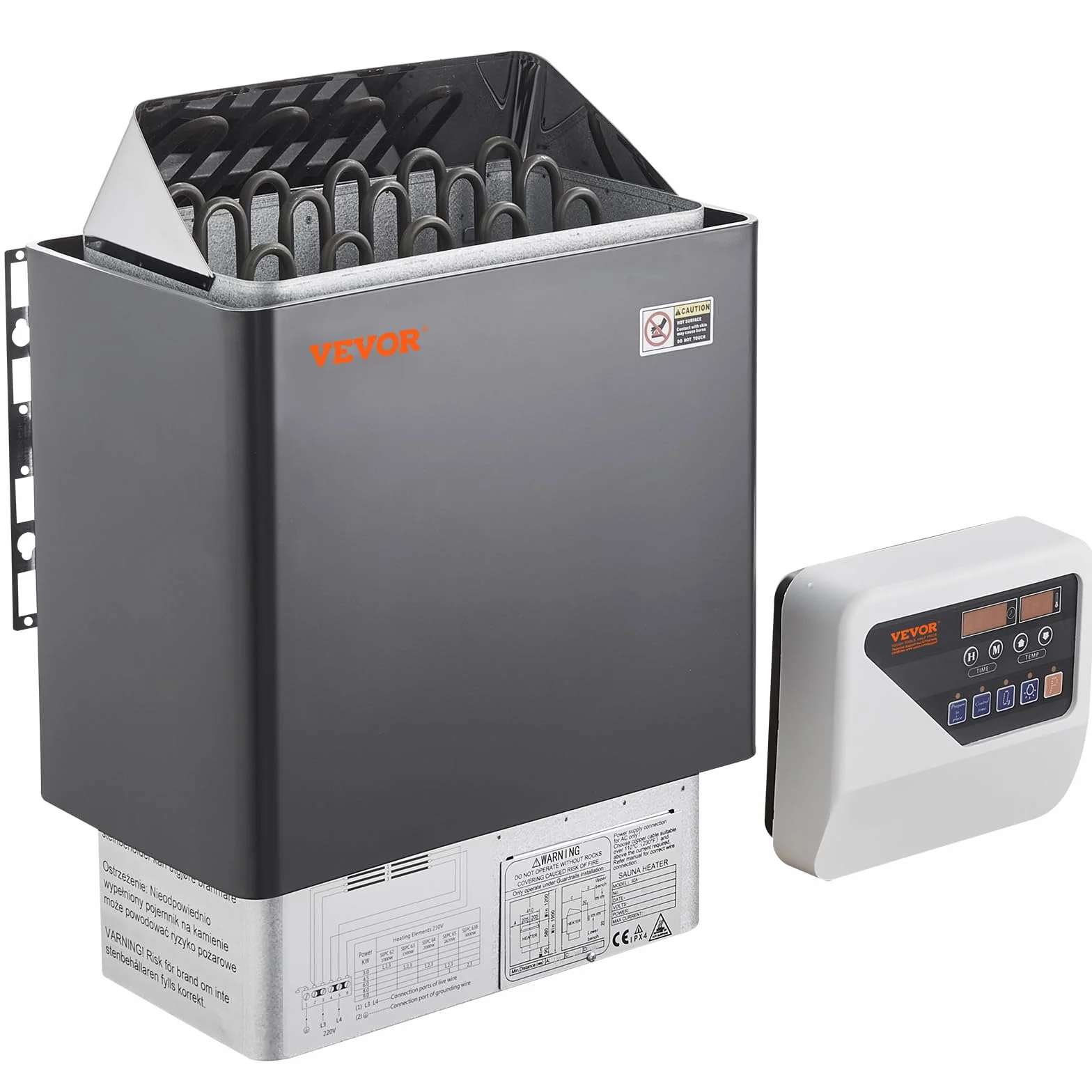 VEVOR Calentador de Sauna Eléctrico Portátil 8kW 400V 3N Controlador Digital 110°C para Sauna 8-12 m³