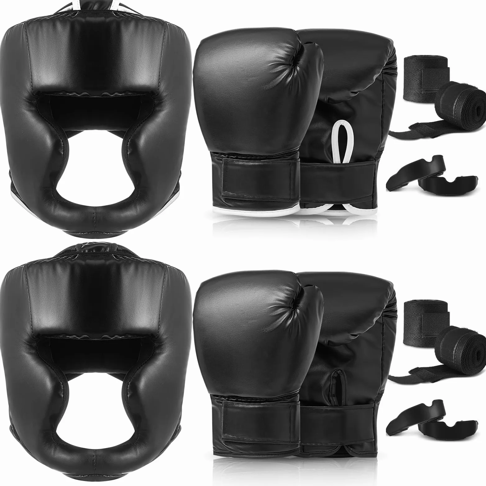 Kanayu Juego de 14 piezas de boxeo que incluye 2 pares de guantes de boxeo de 16 onzas, casco de boxeo, vendas de mano, protectores bucales deportivos para adultos, jóvenes, principiantes, equipo de