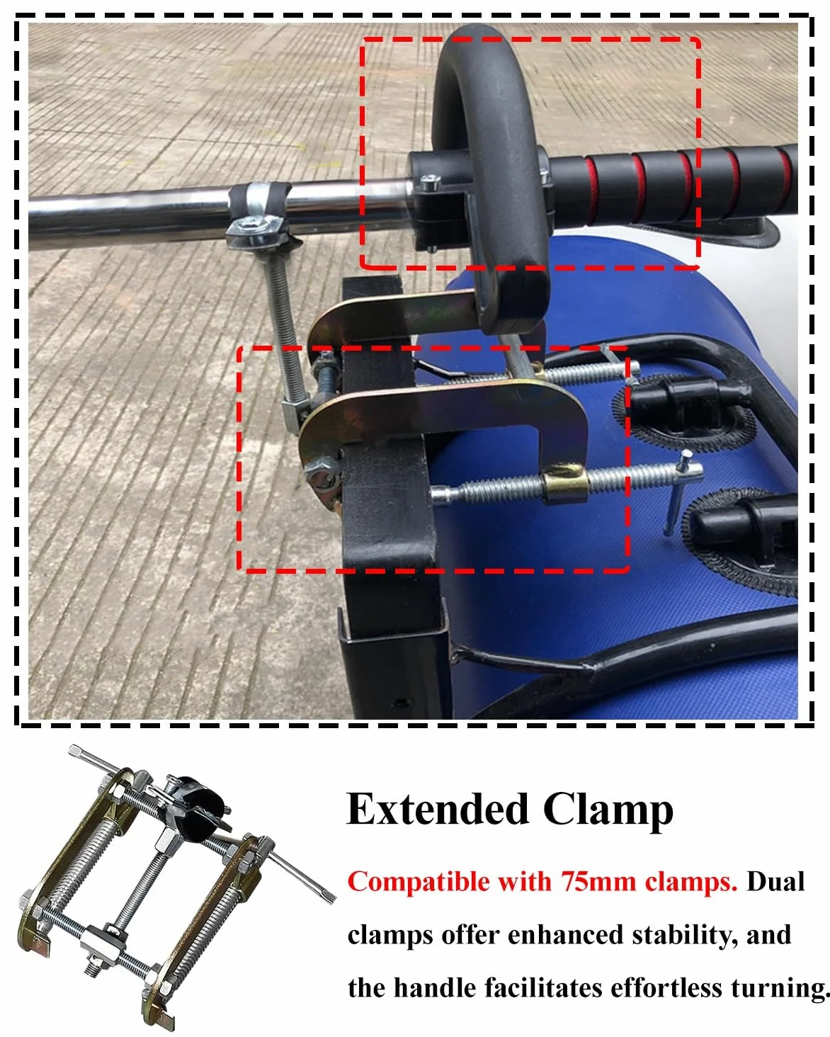 Motor Fueraborda Hélice Portátil para Taladro de Kayak, Motor Fueraborda para Bote de Emergencia con Manija y Soporte, Kit de Motor de Pesca de Arrastre para Tabla de Paddle Surf Montado(L)