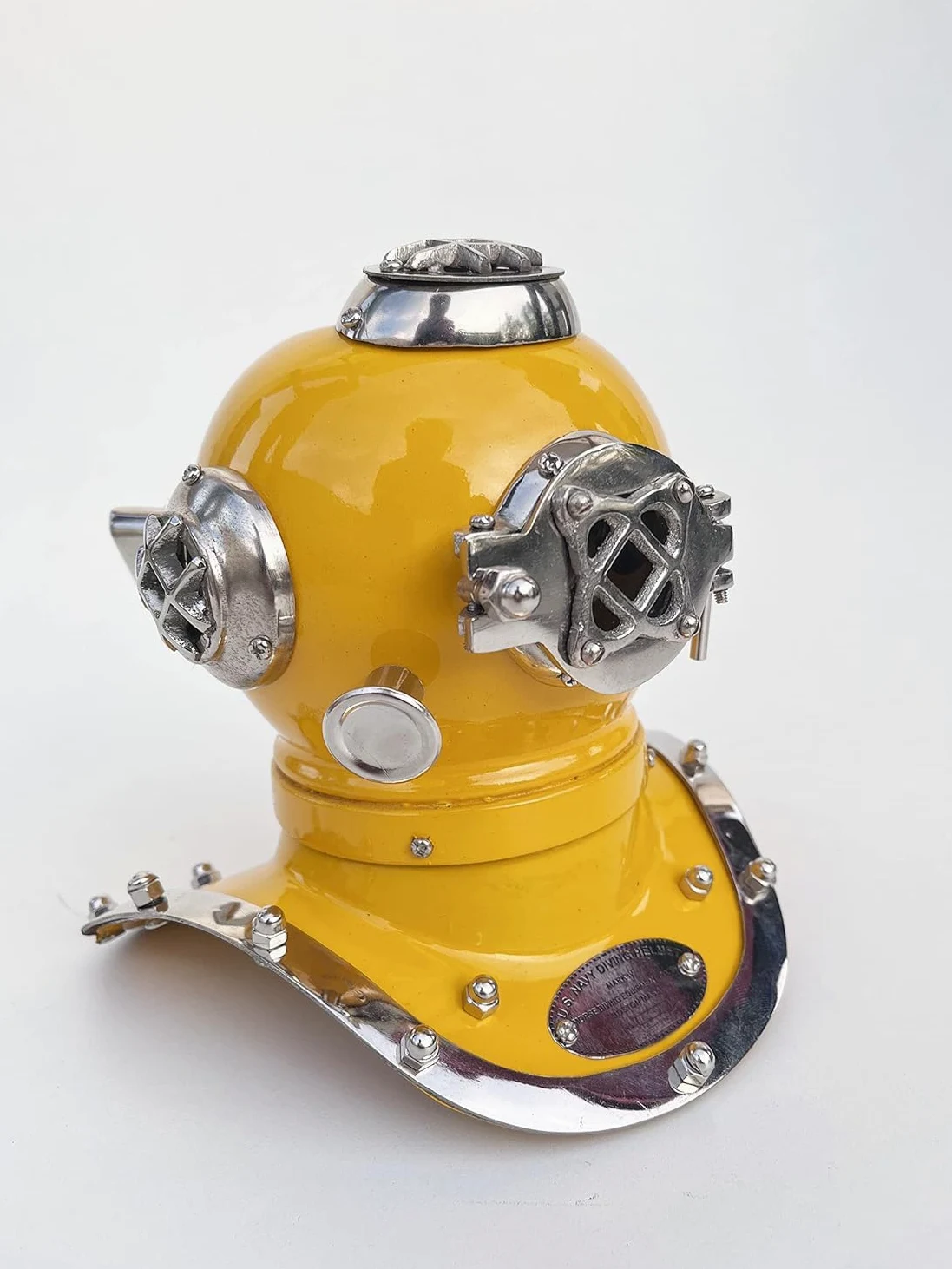 Mini casco de buceo amarillo US Navy Mark V Casco de buceo náutico Deep Diver Hekmet 15.2 cm Tabla a artículo