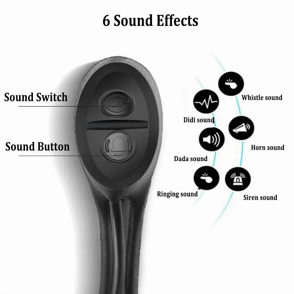Juego de Luces USB para Bicicleta, Paquete de 2, Faro de Bicicleta Impermeable con Bocina y Cuentakilómetros Velocímetro, 4 Modos 6 Efectos de Sonido de Altavoz