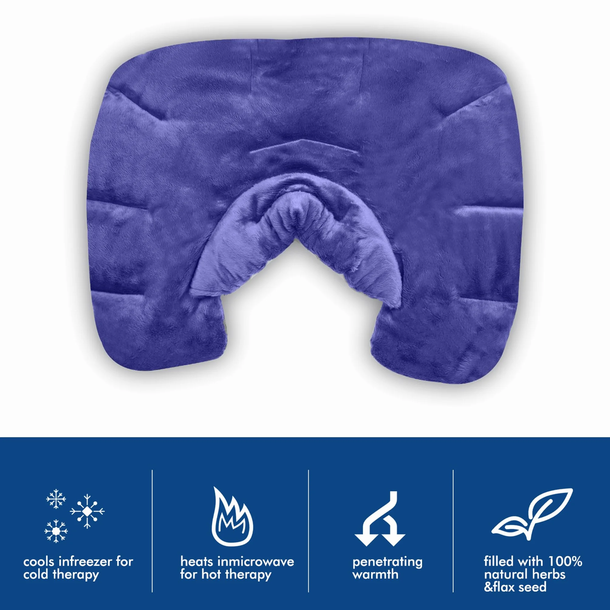 Almohada Térmica de Semillas Naturales para Cuello y Hombros, Almohadilla Caliente y Frío para Microondas, Aromaterapia con Lavanda y Manzanilla, Azul