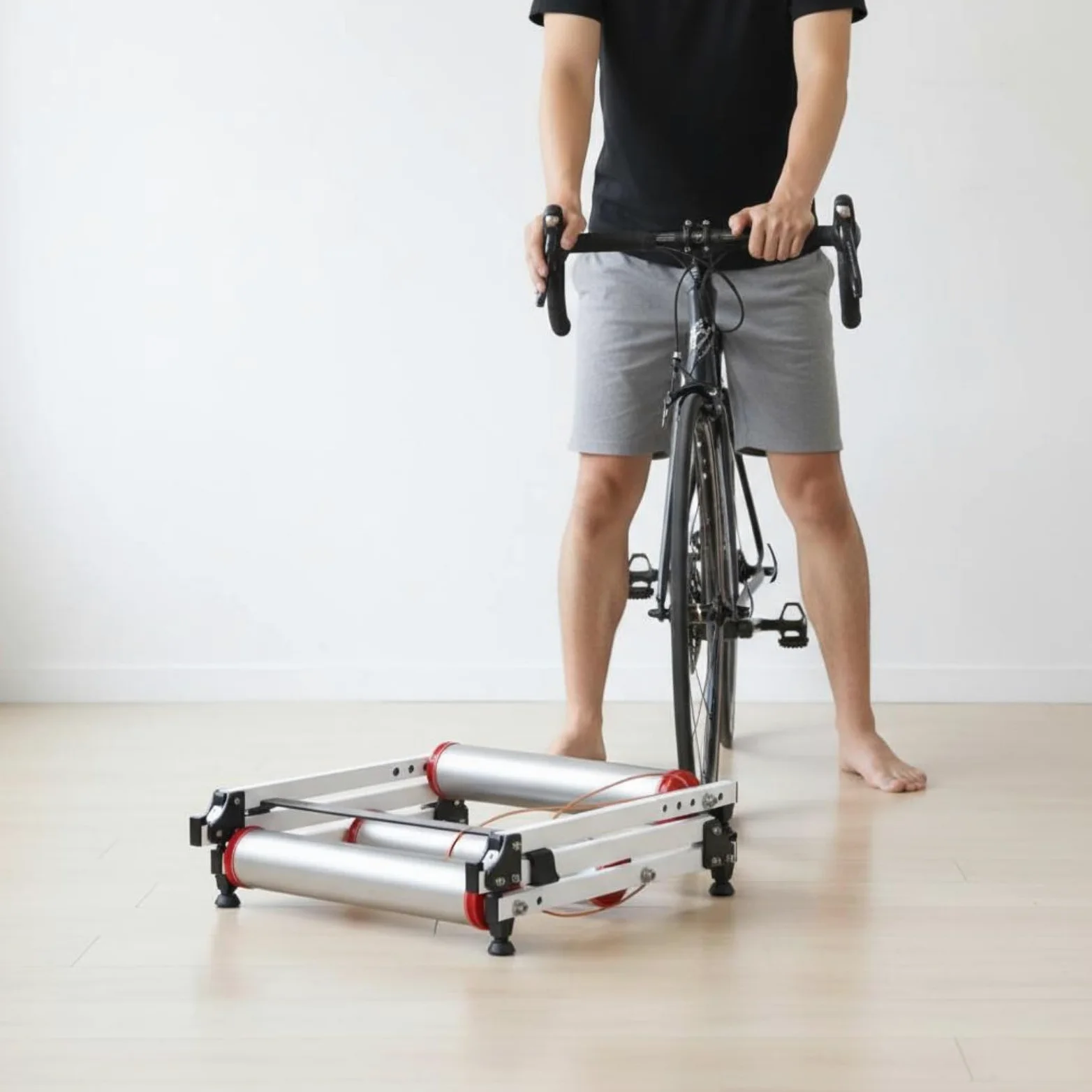 Entrenador de Bicicleta Interior Rodillo Bicicleta Estática Soporte Ciclismo Plegable de Material Ligero Ajustable para Entrenamiento en Interiores