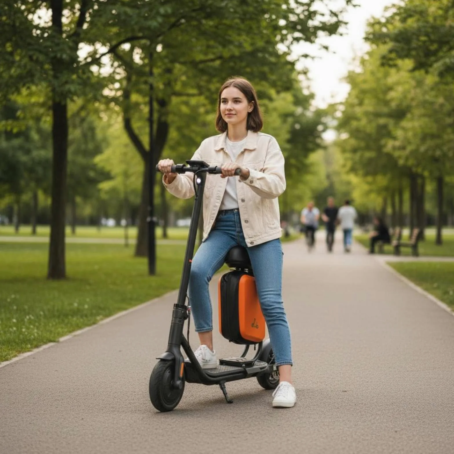 Scooter Seat Attachment Asiento para Patinete Eléctrico con Bolsa de Almacenamiento Sillín Accesorio de Movilidad Cojín de PU Acolchado Adecuado para Adultos en Trayectos Largos Trabajo Ocio