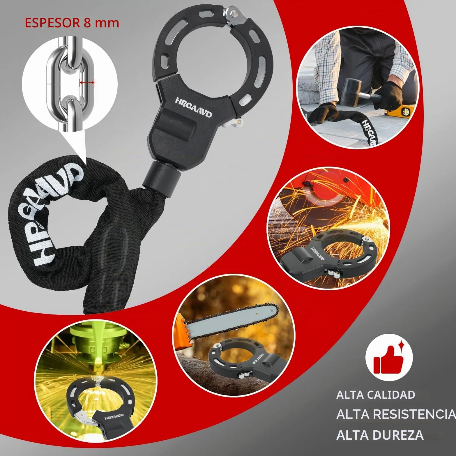 Candado de Esposas Patinete Electrico, Antirrobo Para Bici，Candado de alta Seguridad，Antirrobo con Cadena de 8 mm de Grosor für Scooters/Patinete Eléctricas/Bicicletas/E-Bike/Moto
