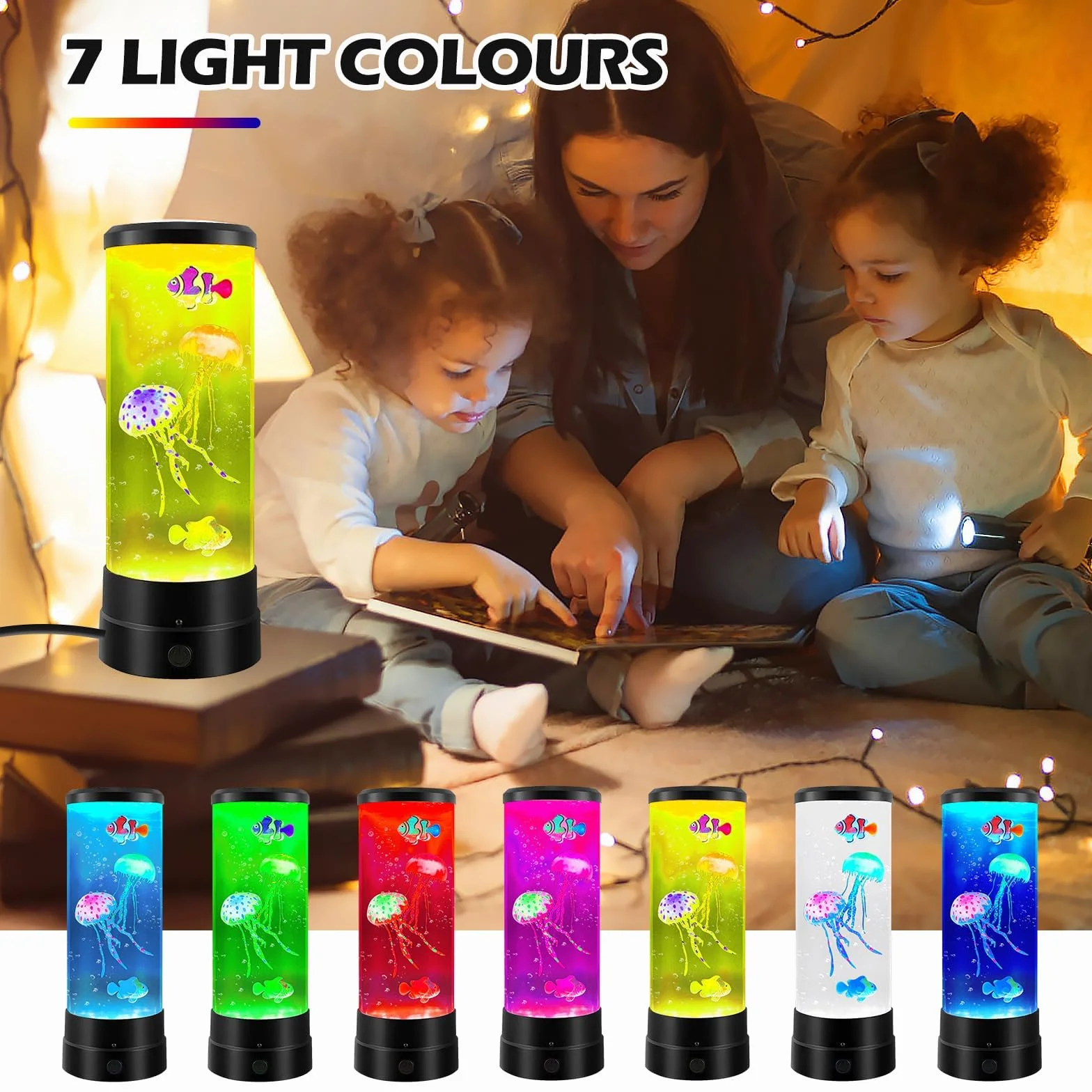 BORDEAG BYZESTY Lámpara de medusas LED 17 colores, lámpara de lava, luz de ambiente nocturna