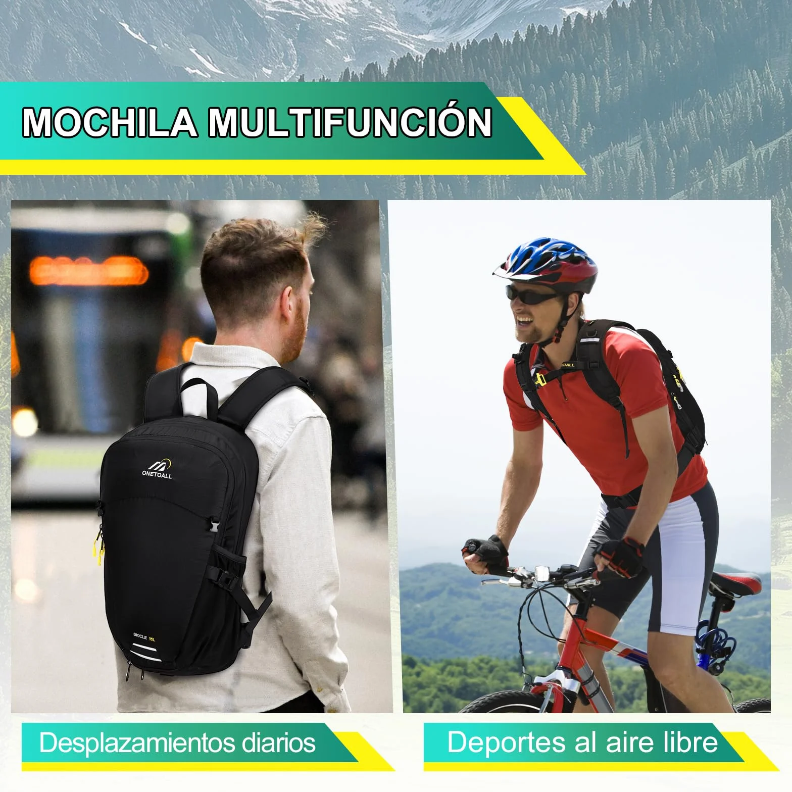 Mochila de Ciclismo 15L / 20L con Funda Impermeable, Mochila Hidratación Mtb para Hombre y Mujer, Mochila Senderismo Pequeña y Antirrobo para Moto, Esquí, Bicicleta, Montaña y Running