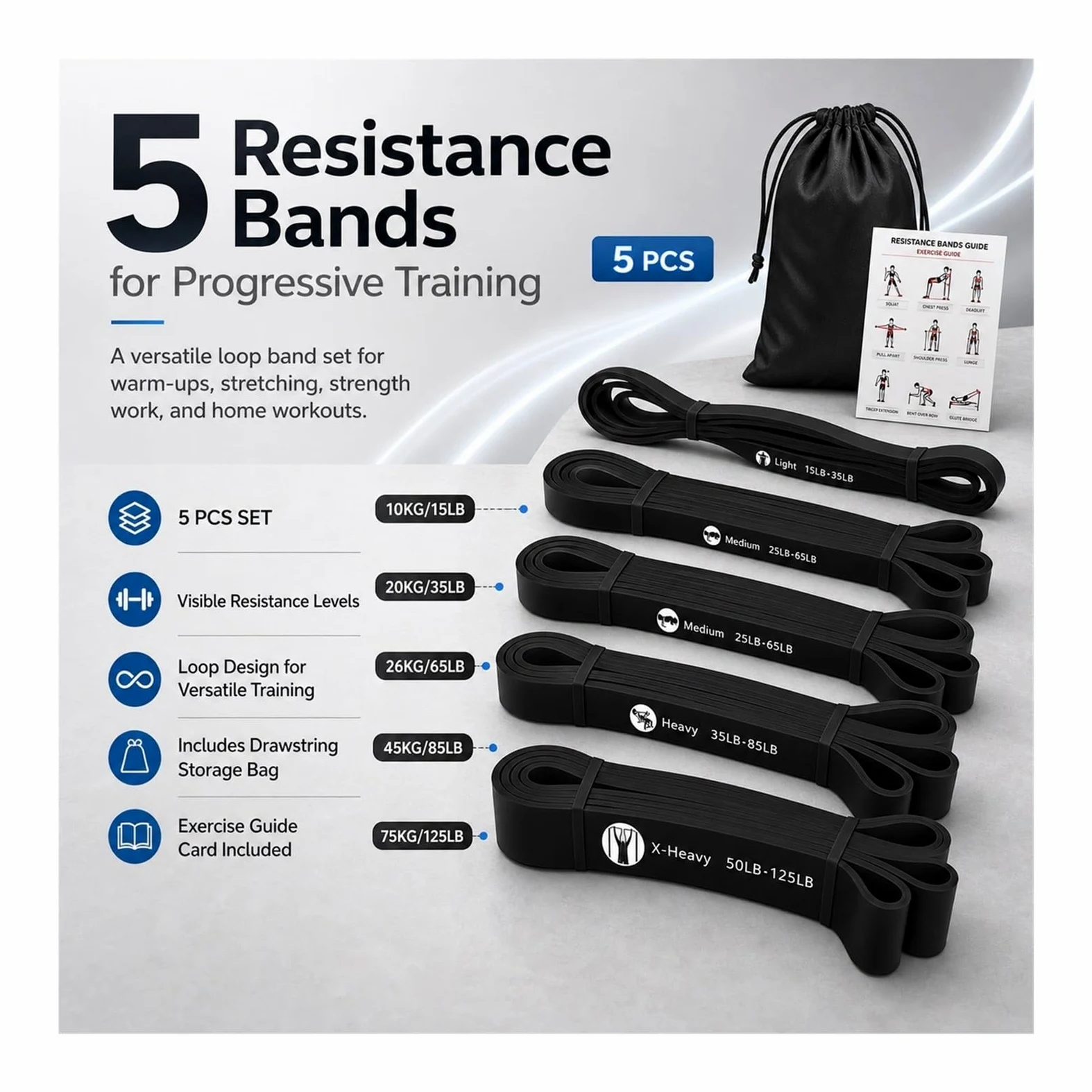 Bandas de Resistencia con Asas Banda elástica de Ejercicio for Fuerza Deportiva Banda Asistencia