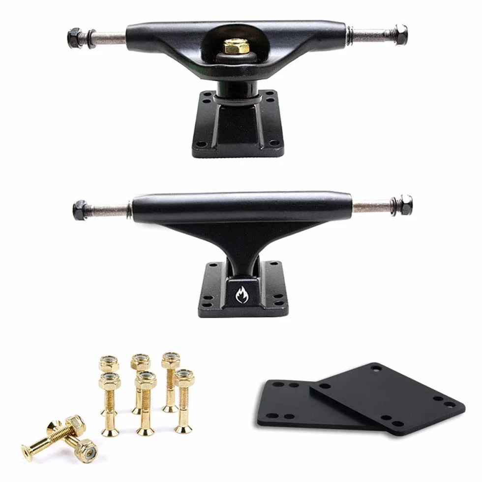 POFET 5 pulgadas monopatín camiones pequeños tablero de peces soporte de aleación de aluminio para monopatín, puente de juntas, conjunto de clavos unisex para adultos Pro Skate Trucks
