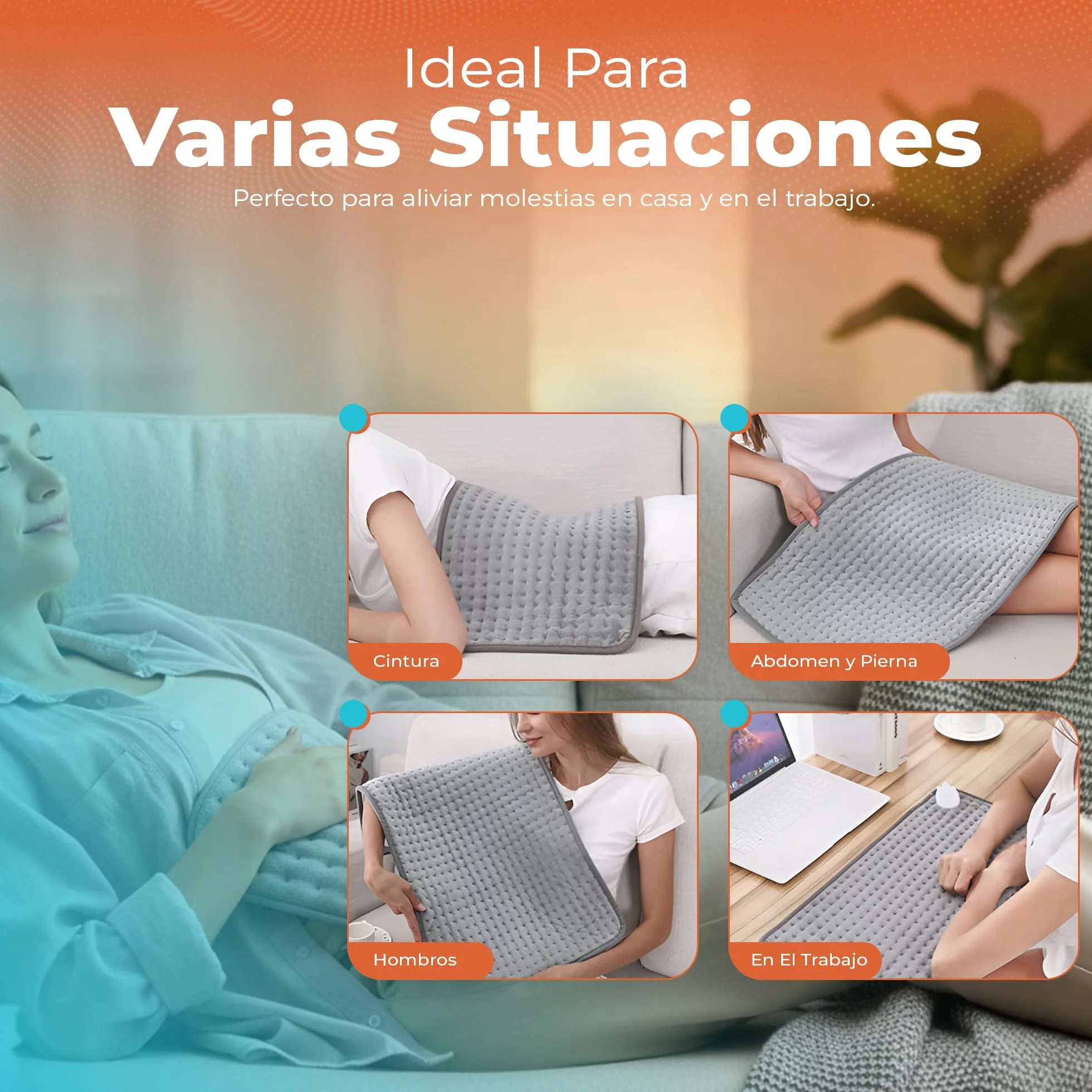 Super Manta Eléctrica Premium con 10 Modos de Temperatura + Bolsa de Transporte Almohadilla Lumbar