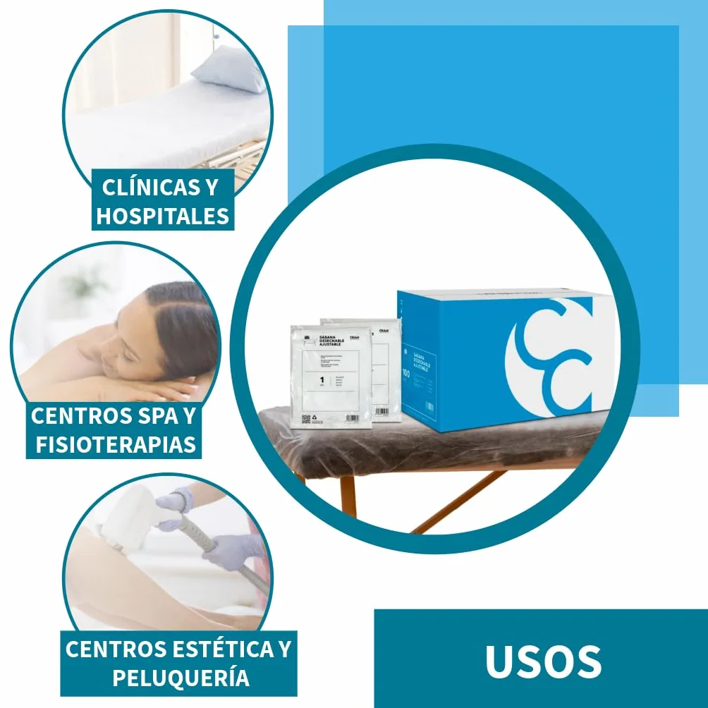 Sábana Desechable SMS Ajustable 95x220 cm Pack 10 Unidades