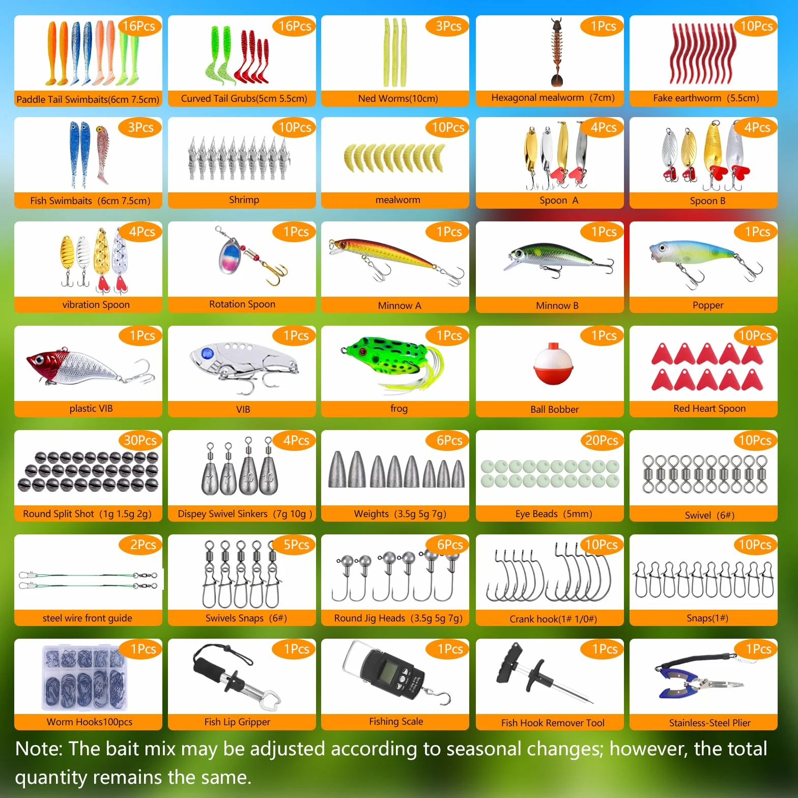 Juego de señuelos de pesca, 314 unidades, accesorios de pesca y accesorios de pesca con clips para labios, anzuelos, pesos de pesca, maletín de 3 estantes con accesorios, equipo de pesca adecuado para