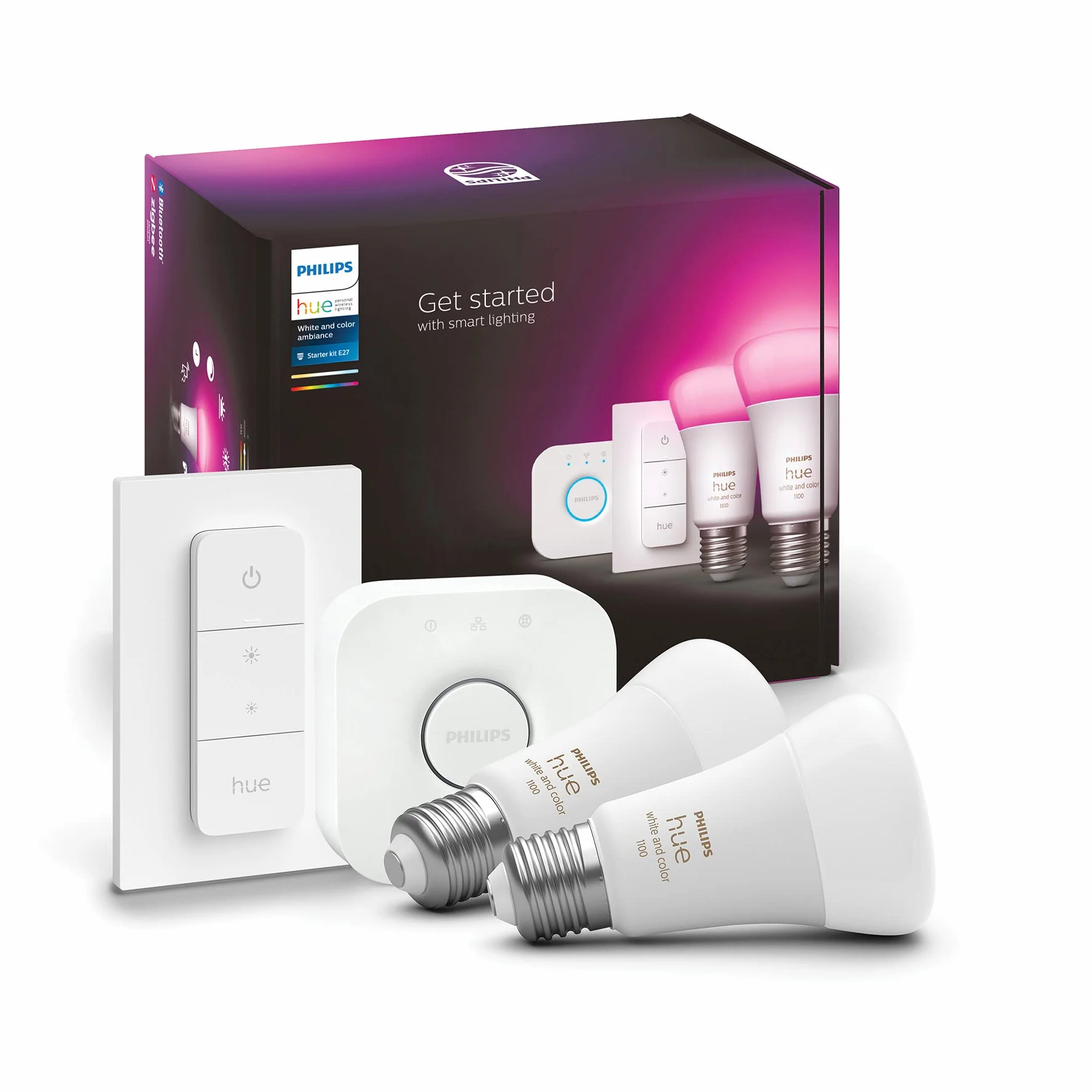 Philips Hue Startkit 2xE27 Puente Regulador Intensidad Blanco Color