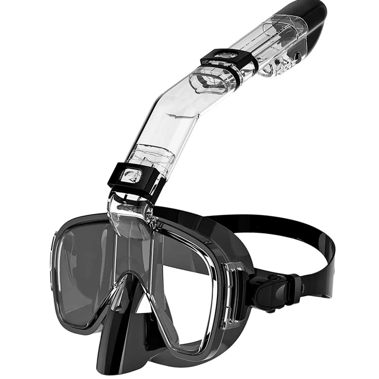 Kit de de Buceo Máscaras de Buceo, máscara de Snorkel antivaho Plegable con Sistema de Secado Completo en la Parte Superior para Equipos de Snorkel para Adultos Máscara de Snorkel(Black,L/XL)