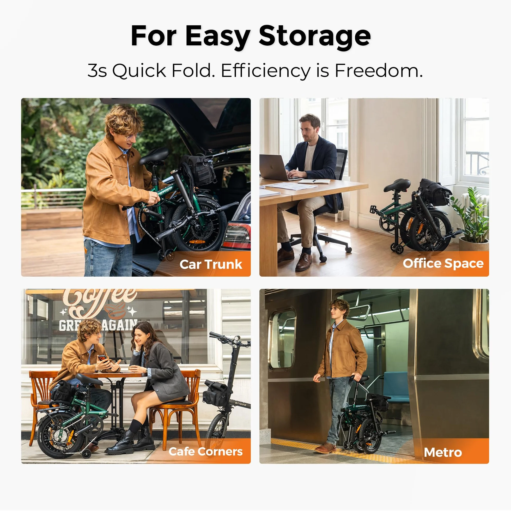 ENGWE Zip Bicicleta Eléctrica Plegable, Bici Electrica Urbana Ligera de 16,9 kg, Autonomía de 120 km (Pas 1), Batería extraíble de 36 V y 10 Ah, Motor de 250 W, Sensor de par y Frenos hidráulicos