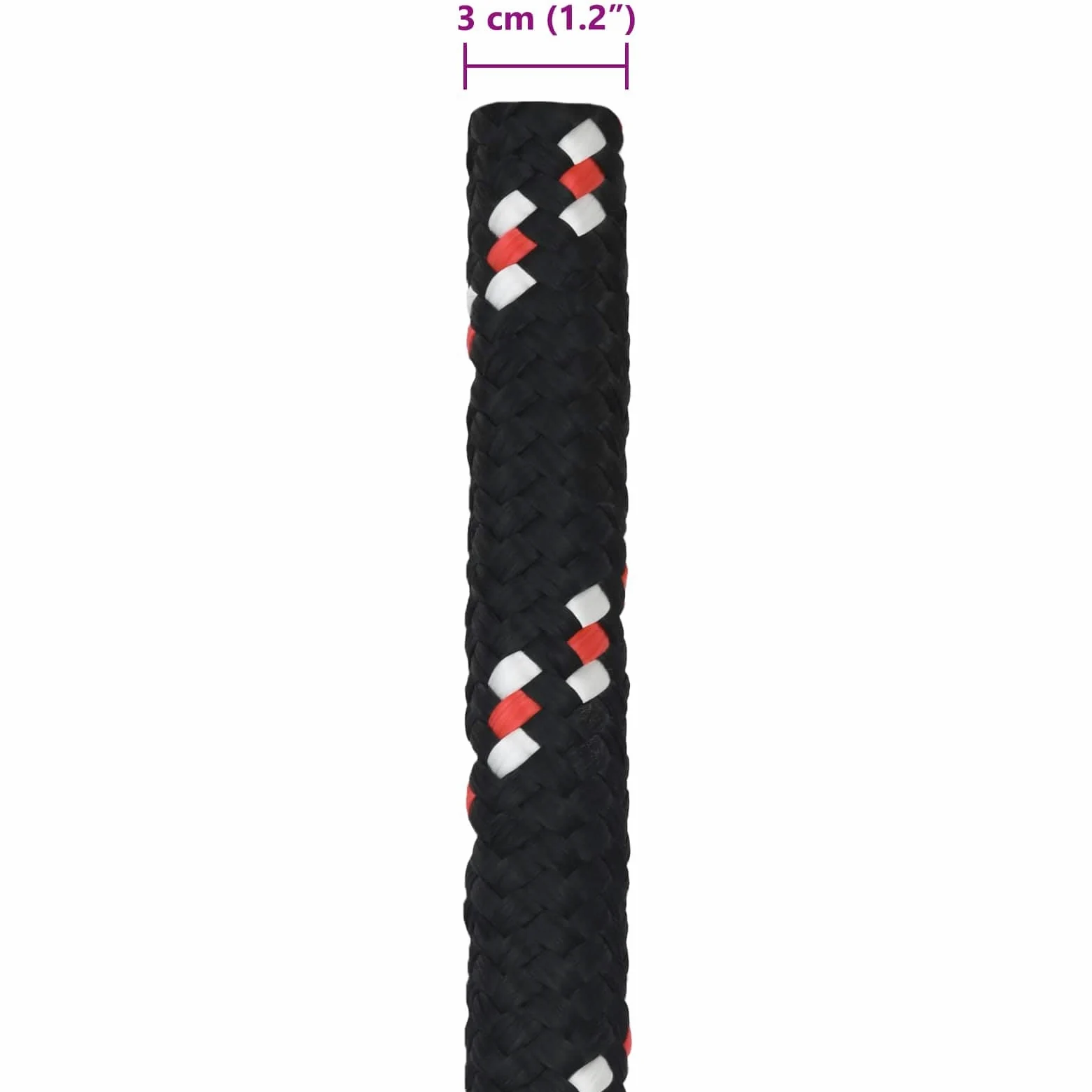 Cuerda para barco, 10 m, polipropileno, color negro y rojo, 3 cm de diámetro, resistente a la intemperie, flotante, versátil para barco, camping, jardín, taller y seguridad