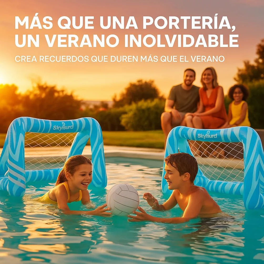 SkyBound 2 Porterías Piscina Hinchables para Niños con Balón y Bolsas de Peso Juguete Deportivo Acuático Fútbol