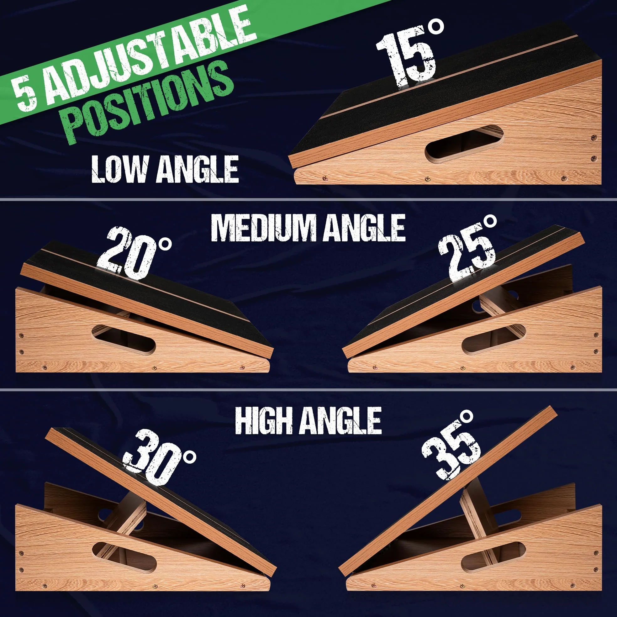 Tabla inclinada profesional de madera grande para estiramiento de pantorrillas, estirador de pantorrilla inclinado ajustable para prevención de lesiones, tabla de estiramiento de tobillo con