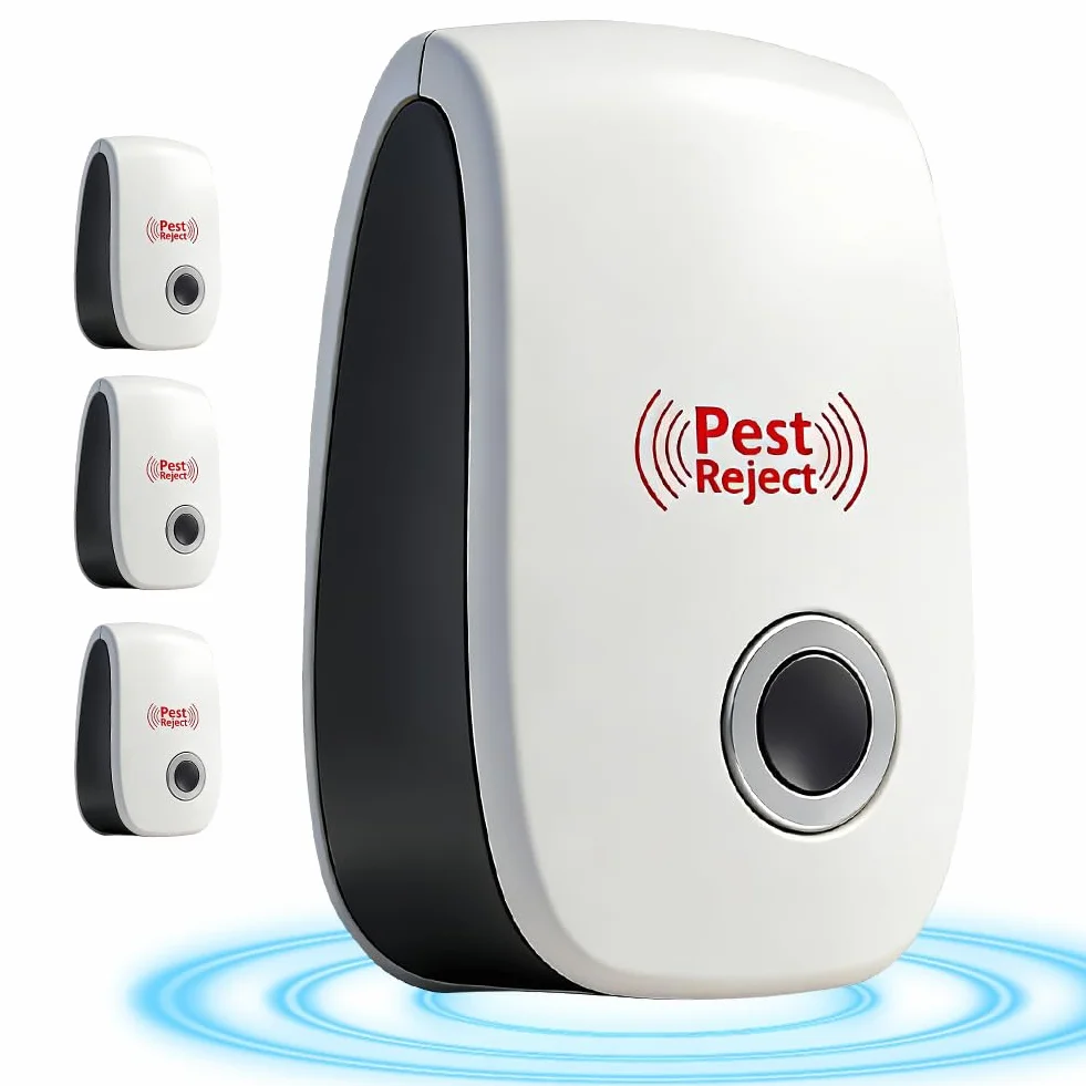 Repelente Ultrasónico de Plagas 4 Piezas, Electrónico para Mosquitos, Ratas, Cucarachas, Ratones, Insectos