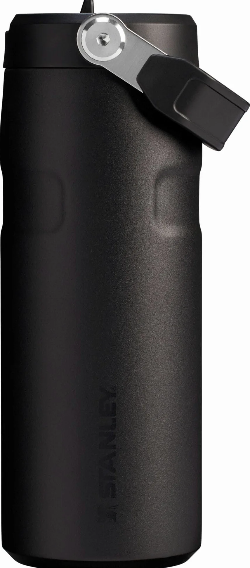 Stanley IceFlow Flip Straw 2.0 Botella de agua de 473,6 g | Paja integrada para viajes y deportes | Ligero y resistente a fugas | Acero inoxidable termo | Libre de BPA | Negro
