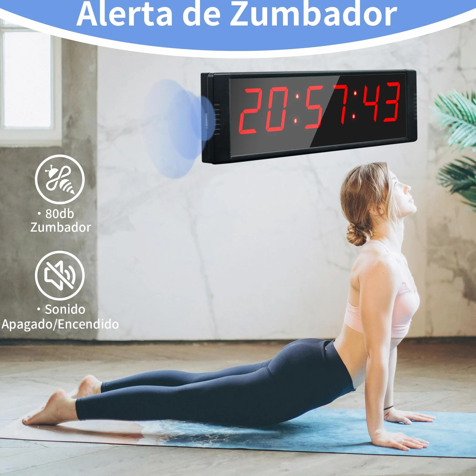 Gym Timer Digital 12/24H con Botón Inicio/Parada y Mando a Distancia, Cronómetro Deportivo con Soporte para Fitness