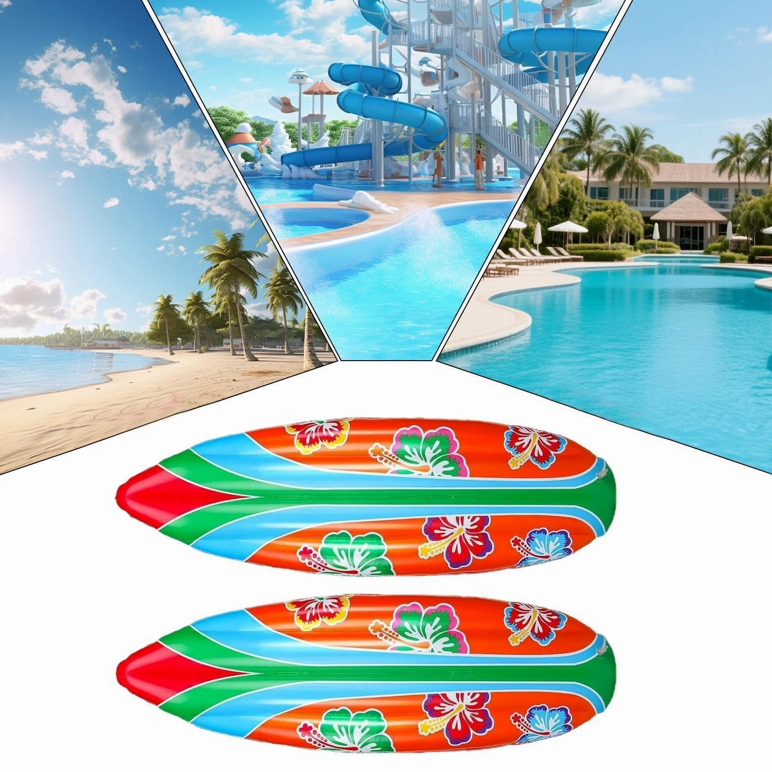 Tabla de Surf Hinchable Juguete De Piscina Con 2 Piezas | Tabla Surf Para Niños Para , Decoración, Piscina, Playa, Agua, Patio, Exterior Y Verano