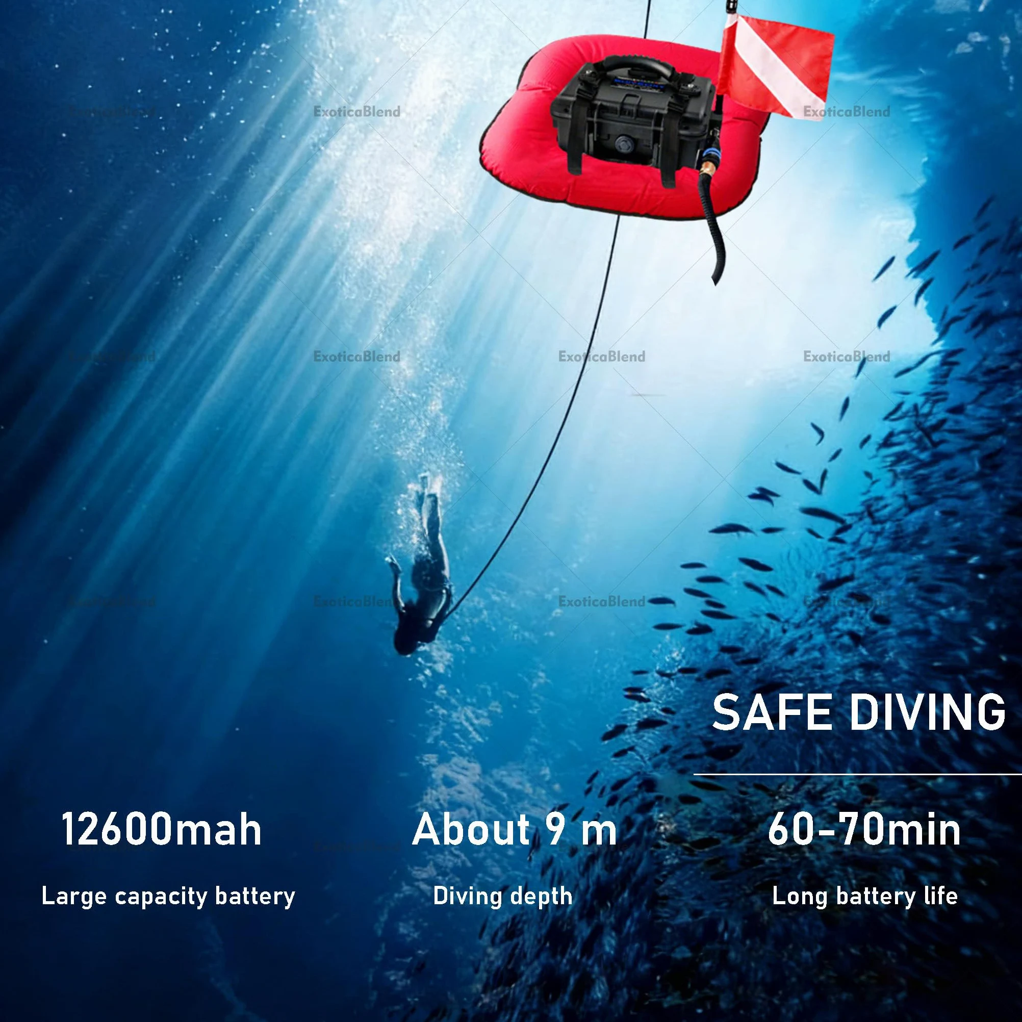 Sistema de respiración subacuática portátil con suministro de aire extendido para buceo y esnórquel