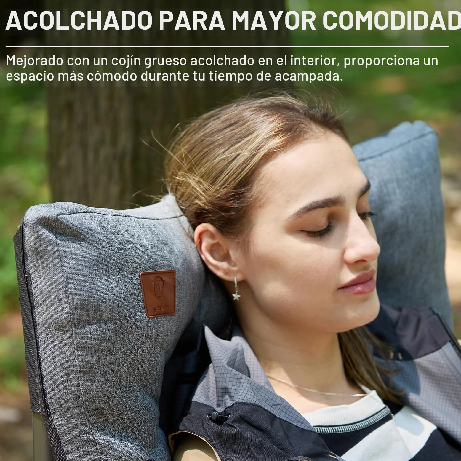 EVER ADVANCED Silla de Camping para Adultos de Gran tamaño, Resistente y Extra Ancha con reposabrazos Duro, 230 kg, Silla Plegable Acolchada de 6 cm, Bolsillo Lateral
