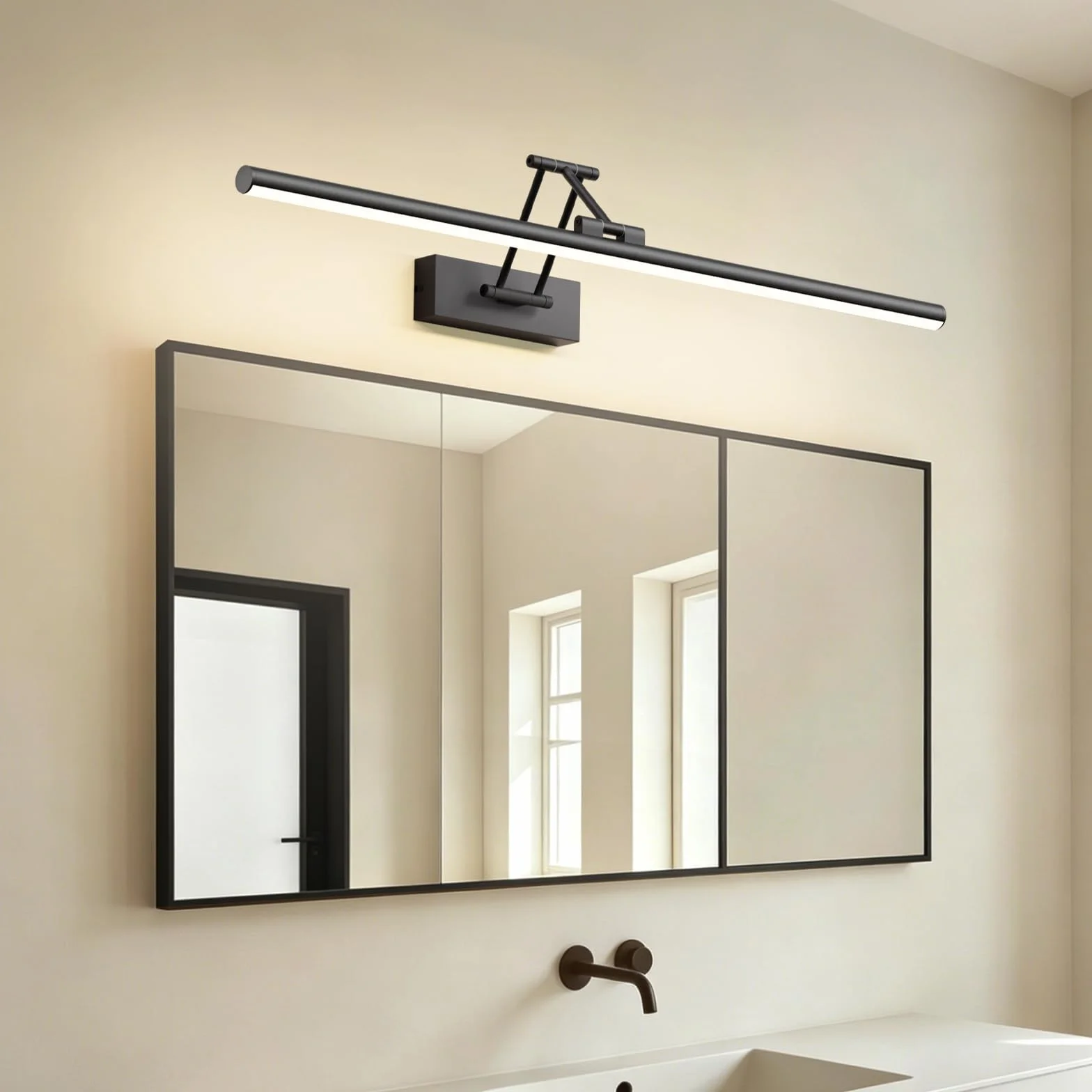 Klighten LED Lámpara de Espejo 70cm 24W 1650LM IP44 4000K Negro
