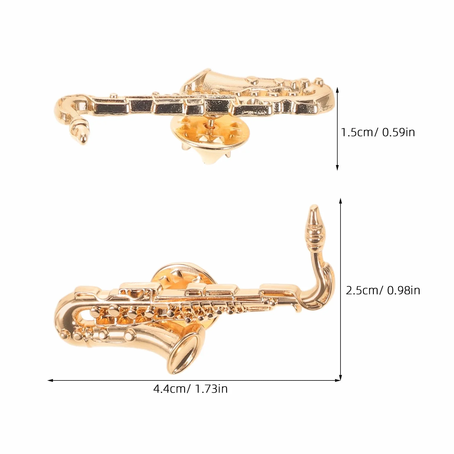 Genérico Pin de Solapa de Saxofón 2 Unidades, Prendedor Metálico Diseño Vintage para Músicos y Fans, Adecuado para Mochilas y Ropa en Conciertos y Actividades Cotidianas