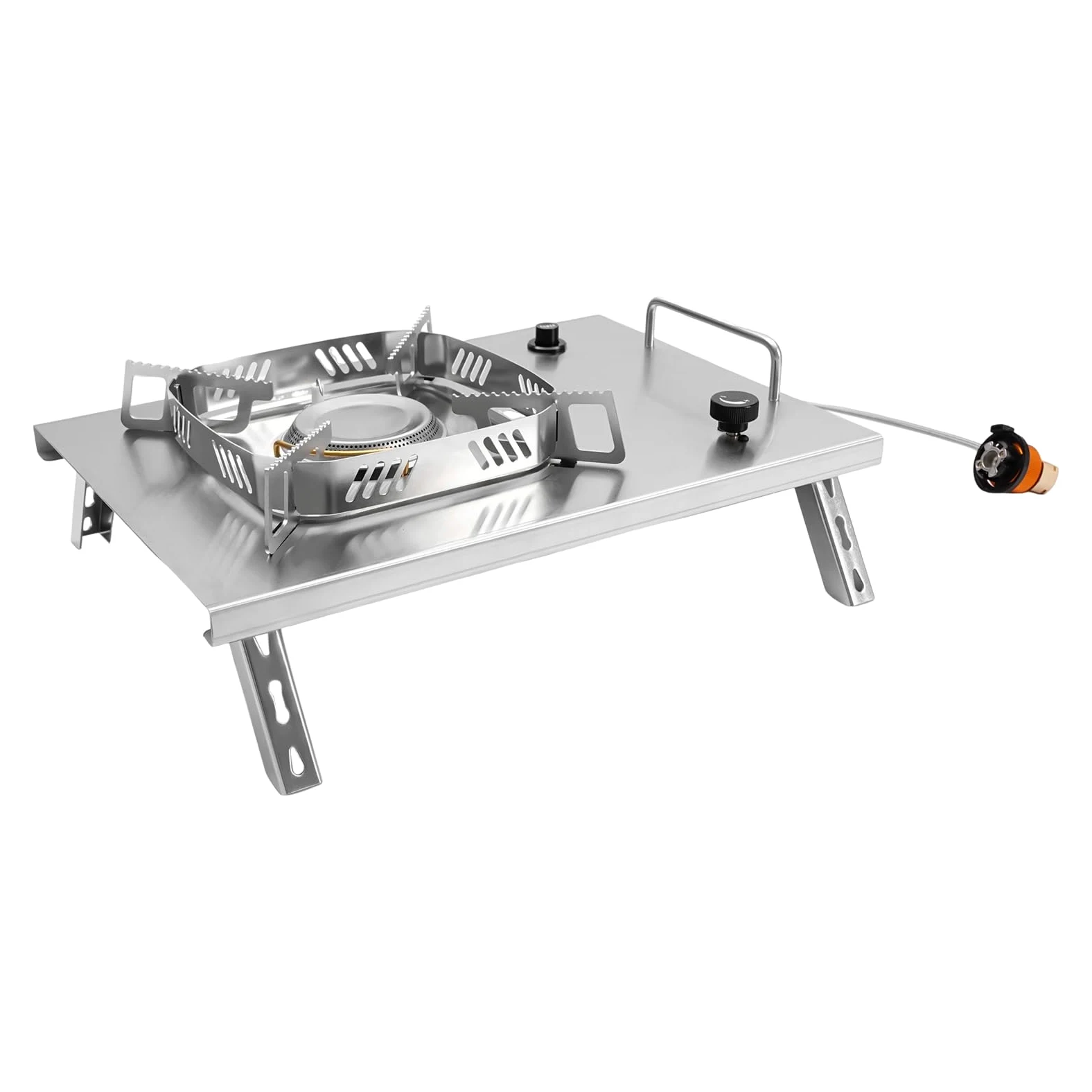 Hornillo de gas para camping, 2600 W, plegable, cocina portátil, 1 llama, hornillo de gas con quemadores ajustables para cocina, camping, trekking, jardín, picnic