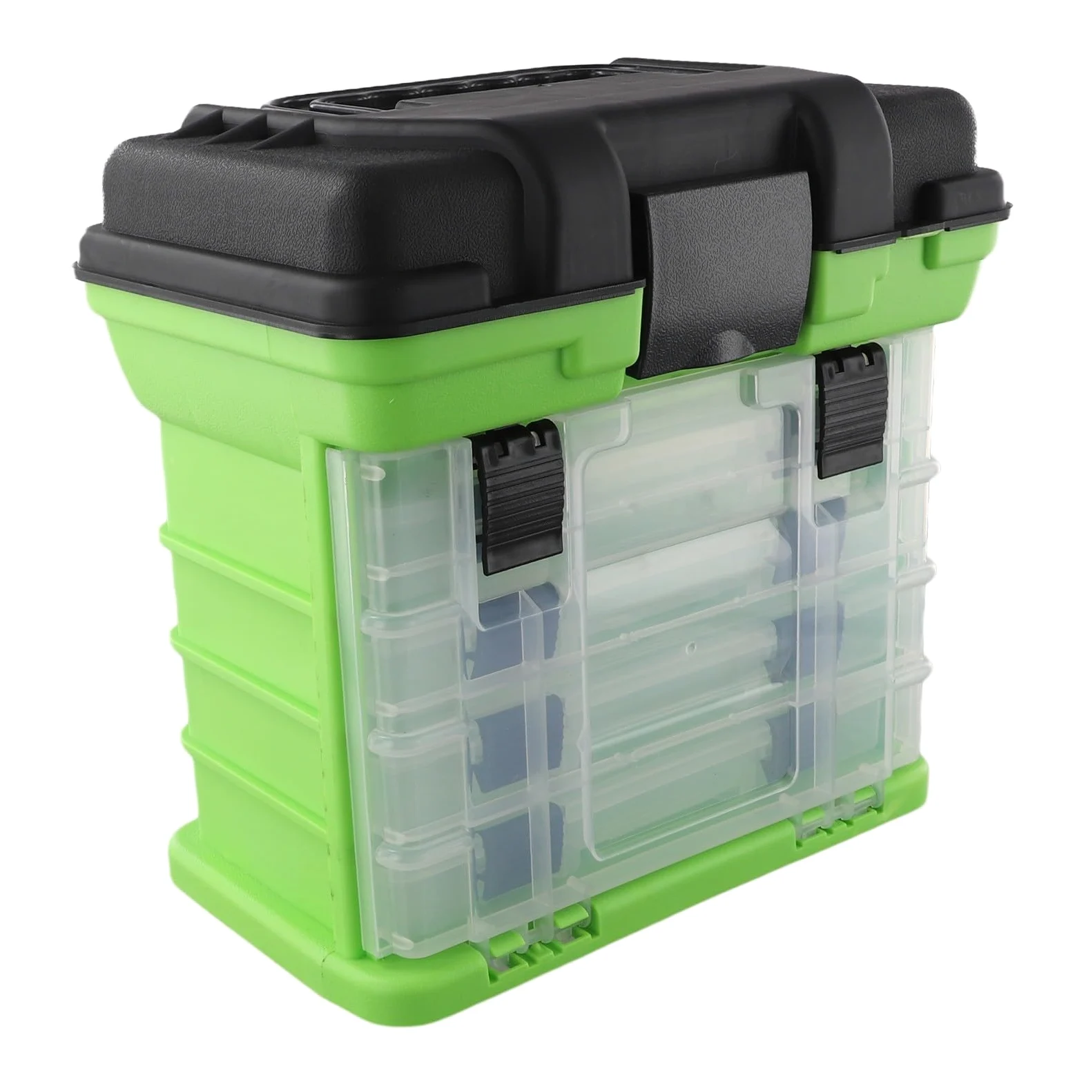 Caja de aparejos de pesca portátil de 4 capas con asa plegable para asiento, organizador de ABS con cerradura para señuelo, herramientas de equipo para señuelo, color naranja