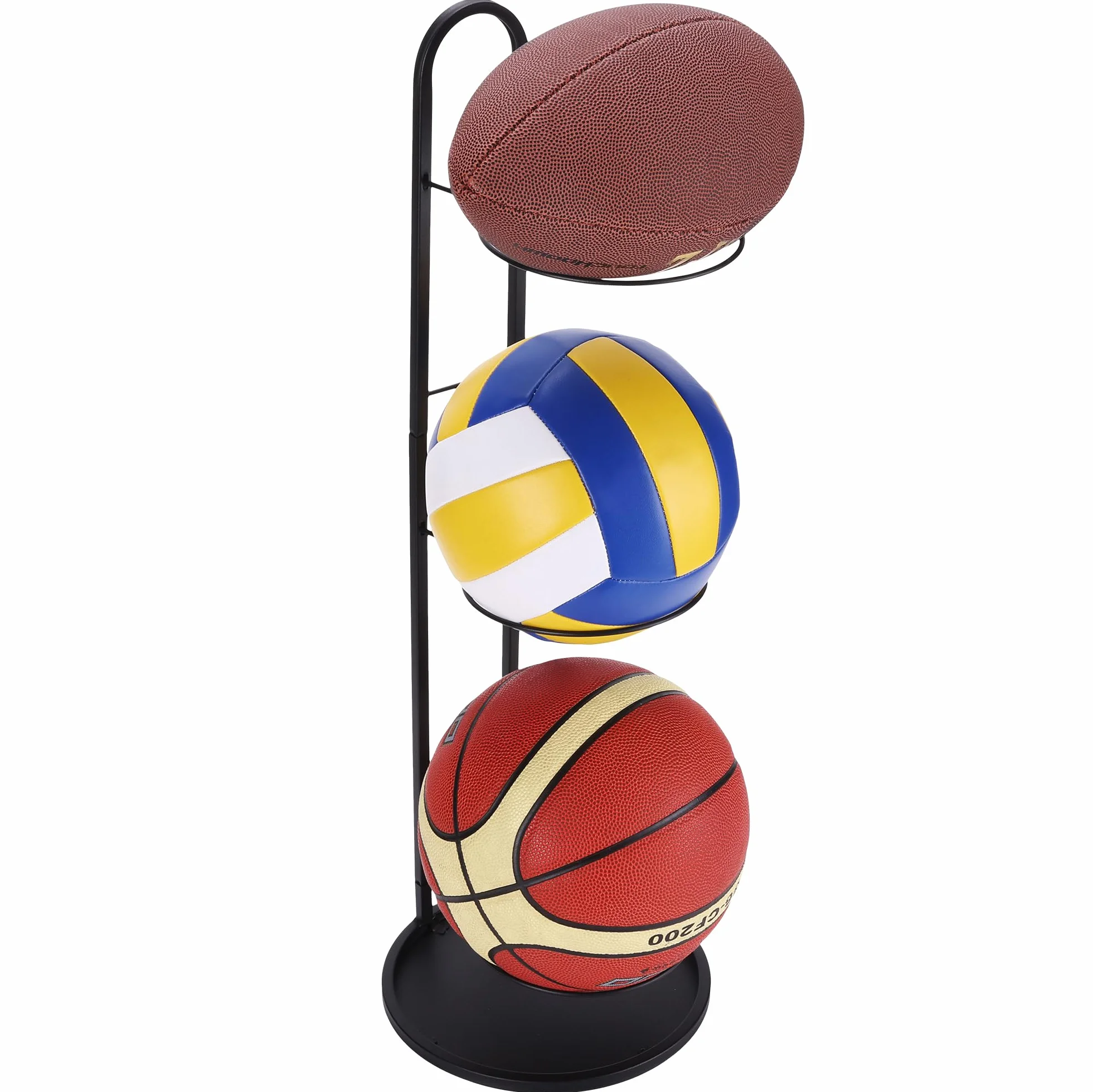 Navaris Soporte Balon Futbol - Soporte Balones Futbol Voleybol Balonmano Baloncesto - Soporte para 3X Pelotas para Garajes Gimnasio Pabellon Colegio Fisioterapia Rehabilitación
