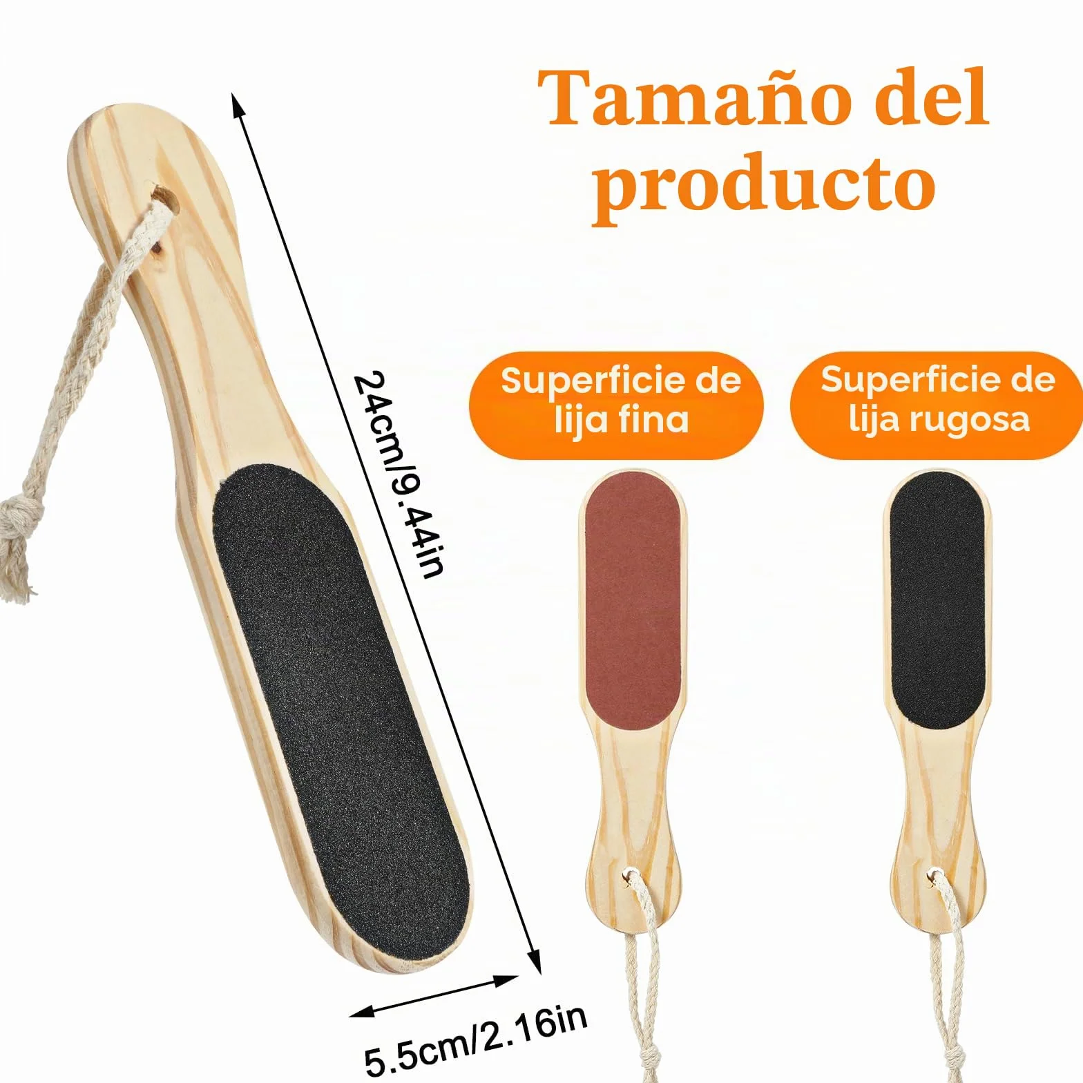 JIEYAO Lima de callos de doble cara de madera profesional para pedicura con correa